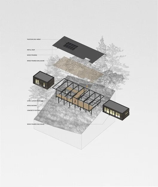Metabolist Mimarlıktan Esinlenen Düşük Etkili Kabin: Trestle Cabin