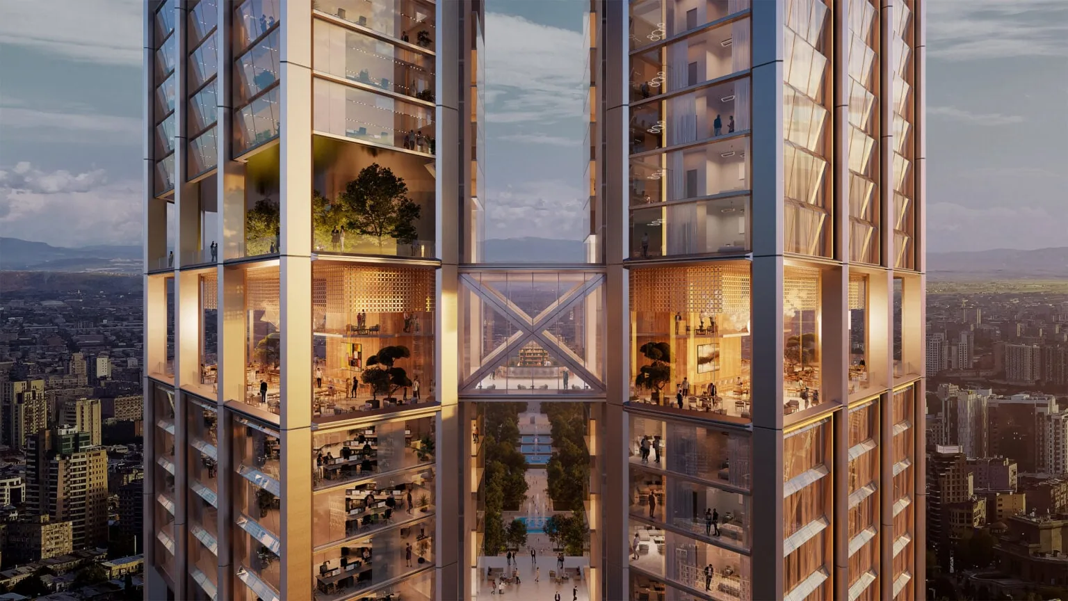 Foster + Partners’tan Ermenistan’da Bahçe Köprülü İkiz Kuleler