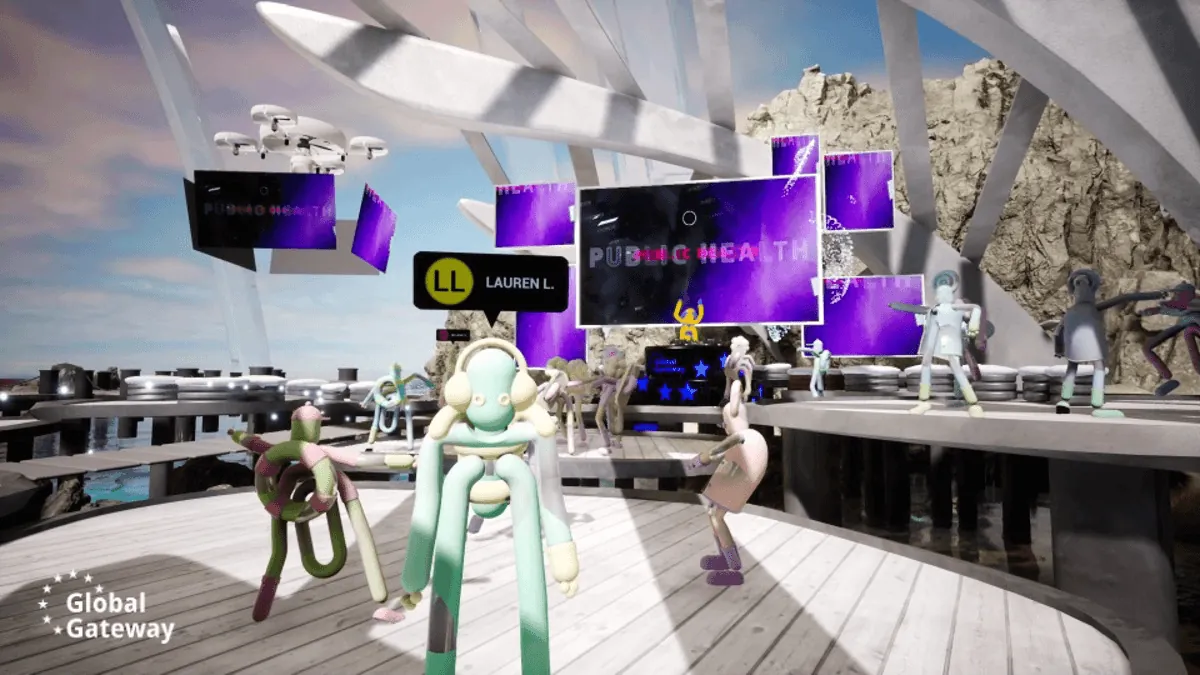 A screenshot from the Metaverse party held in the scope of the EU Global Gateway Program.